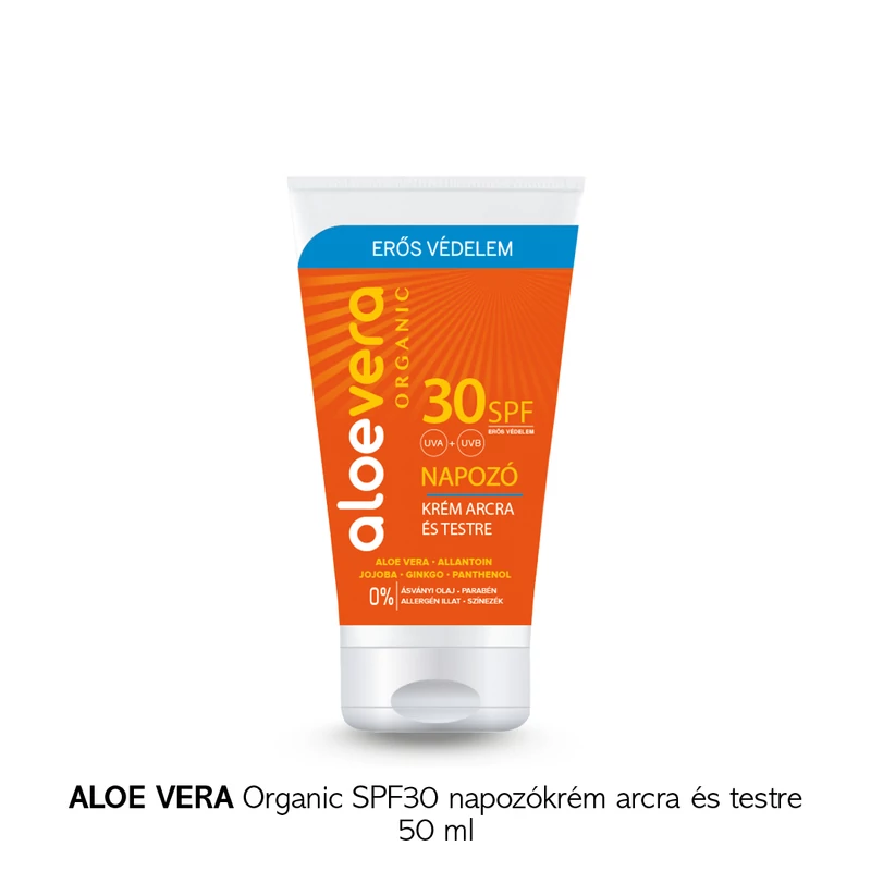 Aloe Vera Organic SPF30 Napozó krém arcra és testre 